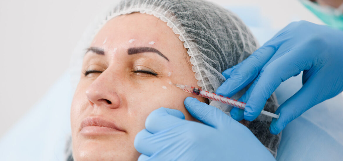 Botulinum toxin injection, cosmetic procedure for facial rejuvenation and wrinkle reduction