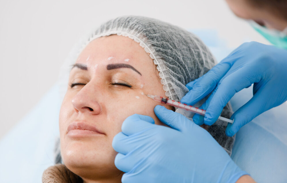Botulinum toxin injection, cosmetic procedure for facial rejuvenation and wrinkle reduction