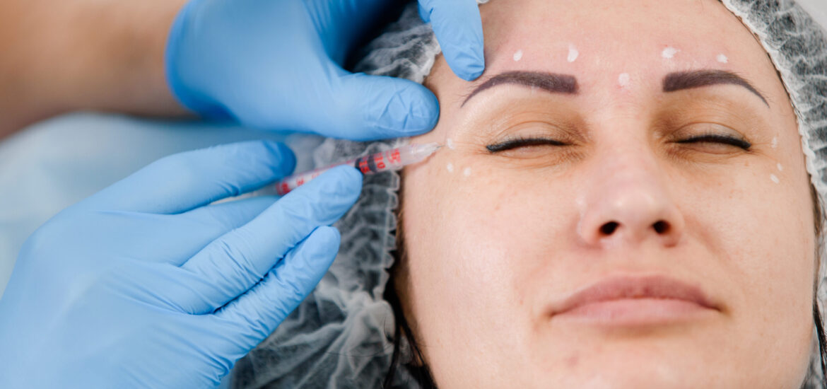 Botulinum toxin injection, cosmetic procedure for facial rejuvenation and wrinkle reduction