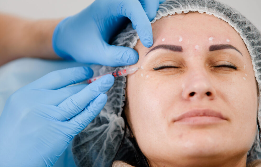 Botulinum toxin injection, cosmetic procedure for facial rejuvenation and wrinkle reduction